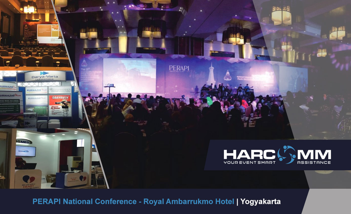 PERAPI National Conference at Royal Ambarrukmo Hotel organized by Harcomm, showcasing professional corporate event production in Indonesia.