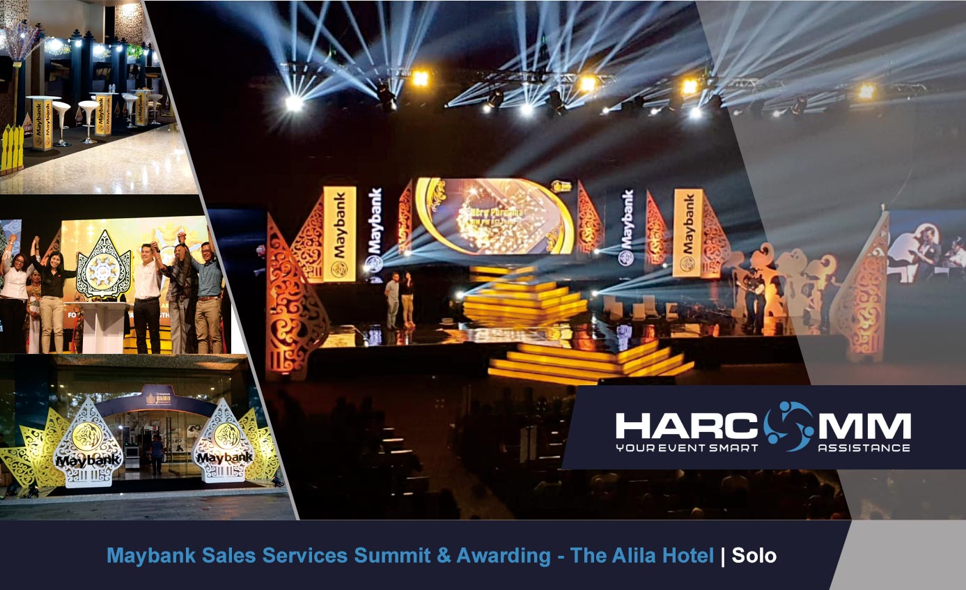 Maybank Sales Summit & Awarding at The Alila Hotel organized by Harcomm, showcasing professional corporate event production in Indonesia.